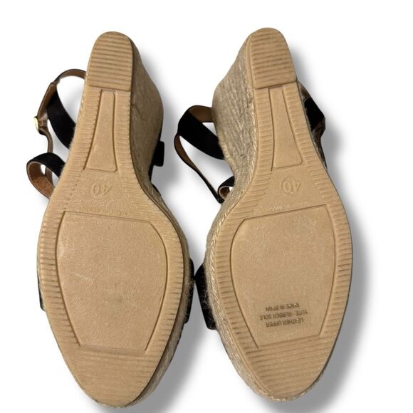 Maypol Black Suede Espadrille Wedge Sandals Open Toe Size 9.5 Made in Spain - Picture 9 of 10